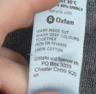 Marks & Spencer Blue Harbour Men's Grey Cotton V-Neck Jumper Size S