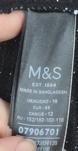 Marks & Spencer Women Black Tweed Long Blazer Jacket Size 16