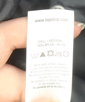 Topshop Women’s Black Hooded Parka Coat Size 8 Long Nylon Jacket