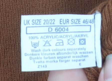 Fashion Extra Women’s Brown Acrylic Square Neck Short Sleeve Jumper Size 20/22