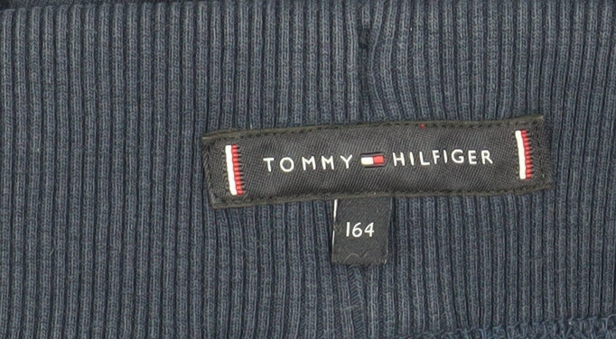 Tommy Hilfiger Boys Blue Jogger Trousers Size 164 Cotton Blend Fleece