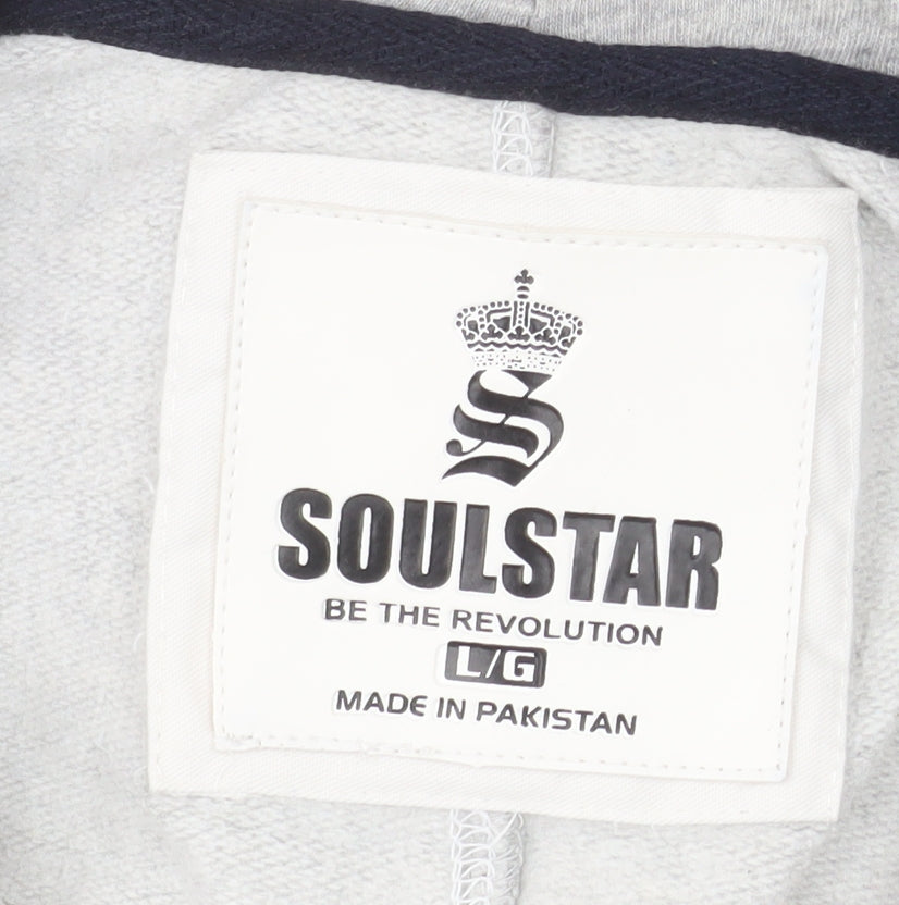 Soul Star Men's Grey Hooded Zip Sweatpants L Regular Fit