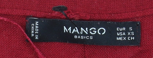Mango Women Red V-Neck Long Sleeve Knit Cardigan Size 8