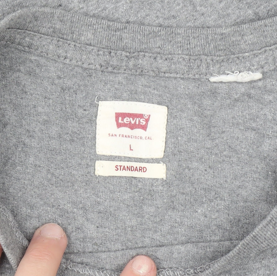 Levi's Men's Grey Crew Neck Regular Fit Cotton T-Shirt L