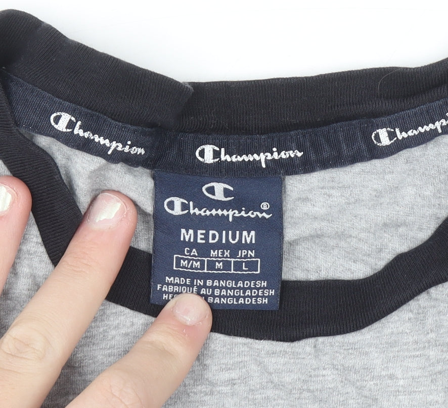 Champion Men’s Grey Black Short Sleeve Crew Neck Sports T-Shirt Medium