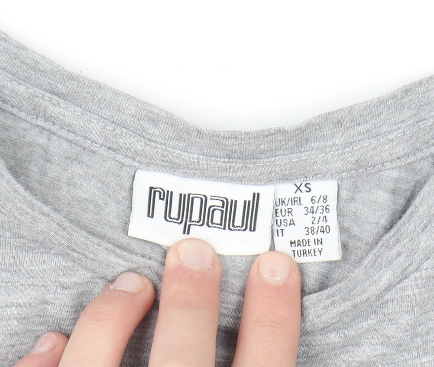Primark RuPaul Primark Womens Grey T-Shirt XS Crew Neck Graphic Top