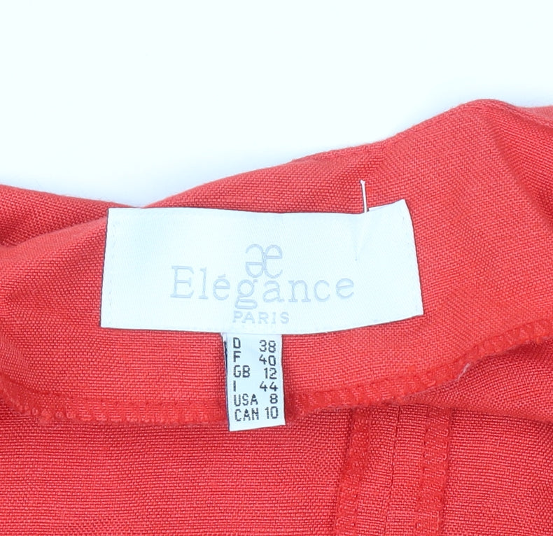 Elégance Paris Women's Red Short Sleeve Wrap Dress Size 12
