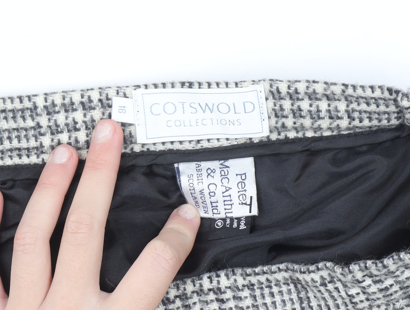 Cotswold Collections Women’s Grey Tweed Wool A-Line Skirt Size 16