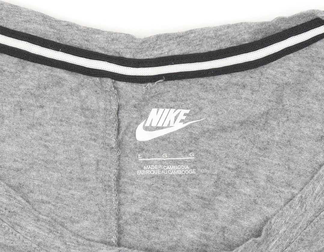 Nike Womens Grey Sleeveless Tank Top L Basic Logo Sportswear