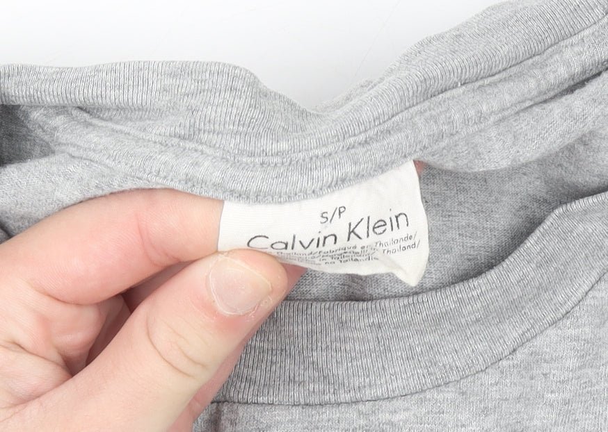 Calvin Klein Men's Grey Cotton Crew Neck Short Sleeve T-Shirt S
