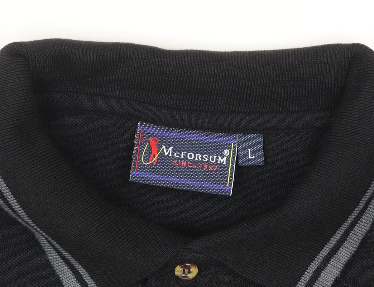 McForsum Men’s Black Cotton Polo Shirt L Logo Workwear