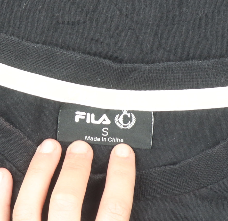 Fila Men's Black Camouflage Logo Cotton Short Sleeve T-Shirt Size S