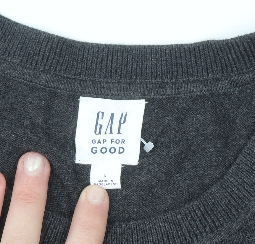 GAP Men’s Grey Cotton Crew Neck Pullover Jumper Size L
