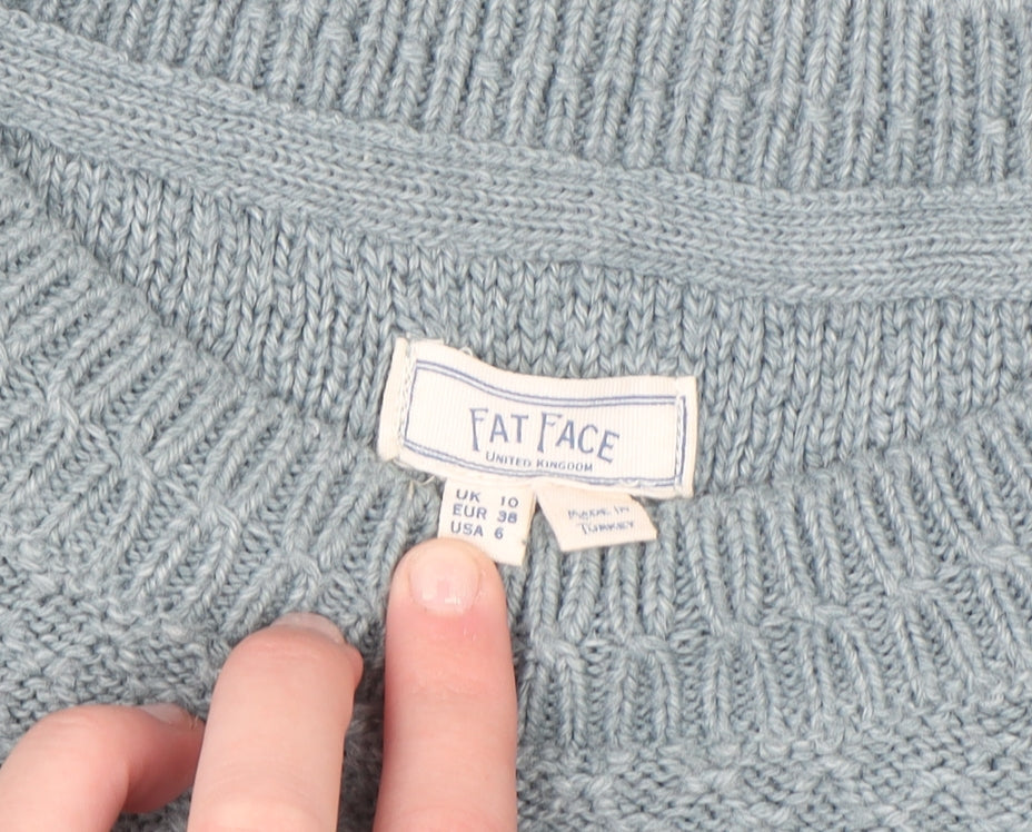 Fat Face Women's Blue Crew Neck Knit Jumper Size 10