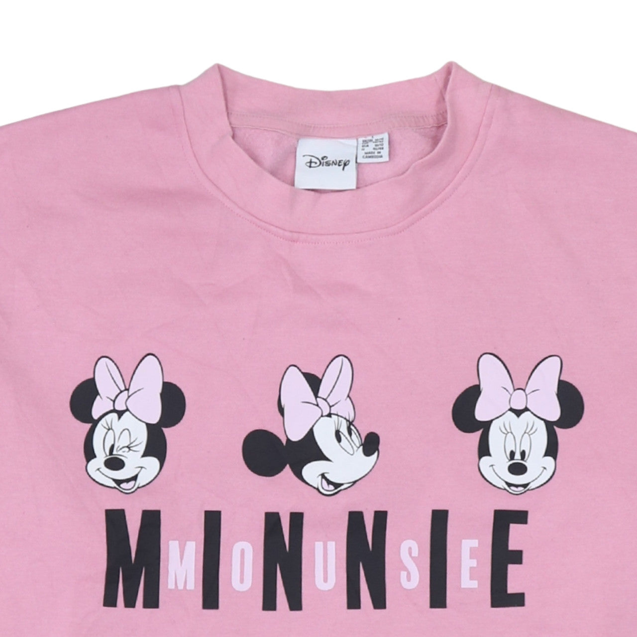 Disney Women Pink Minnie Mouse Sweatshirt Size L Pullover Crew Neck