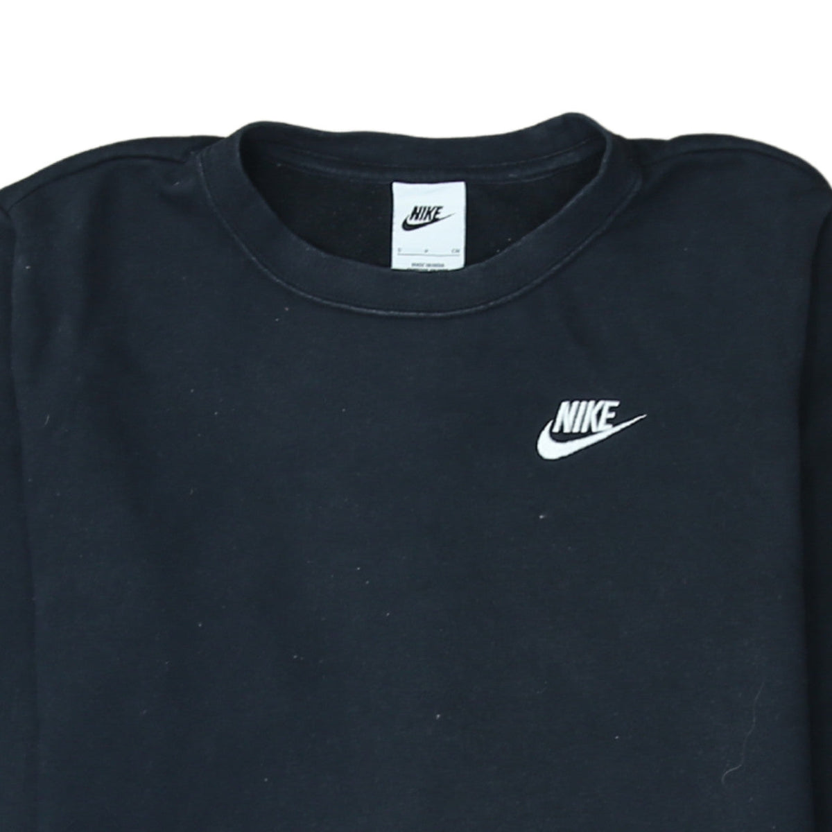 Nike Men's Black Small Crew Neck Pullover Logo Sweatshirt