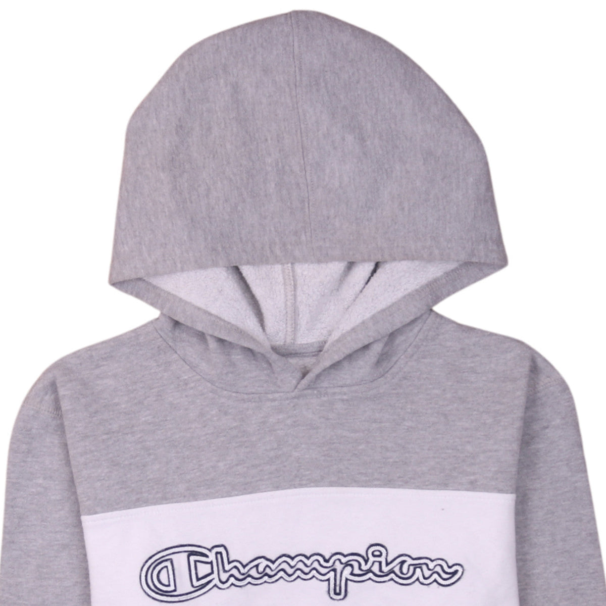 Champion Boys Grey Colourblock Pullover Hoodie Size L Cotton Blend