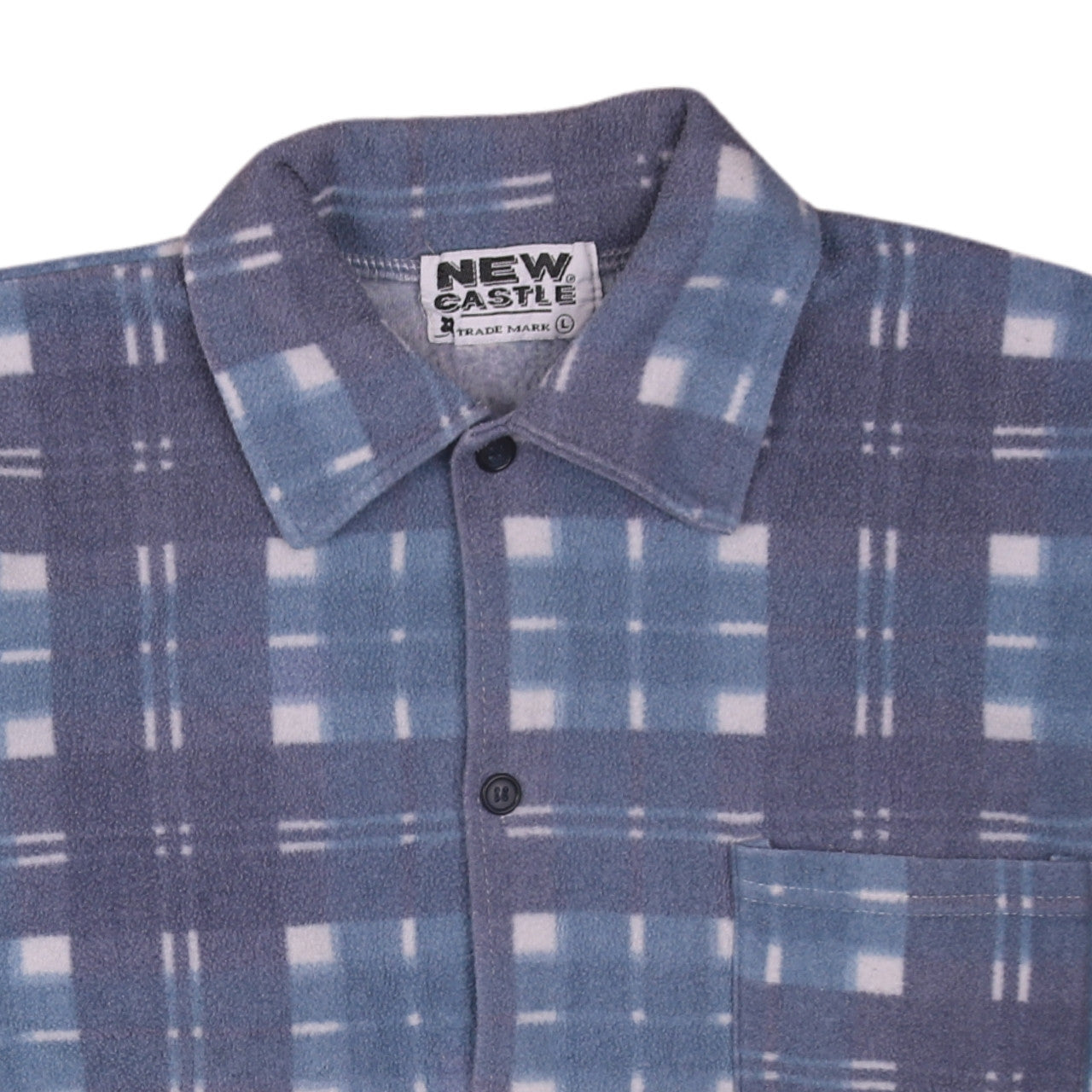 New Castle Men's Blue Check Fleece Lined Button Jacket L