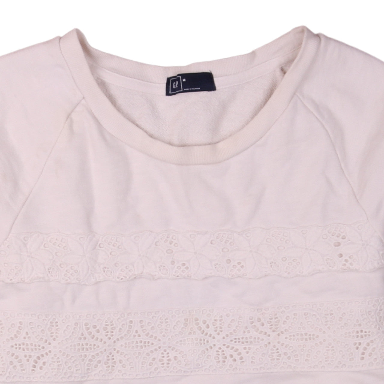 GAP Women Ivory Lace Panel Pullover Sweatshirt M