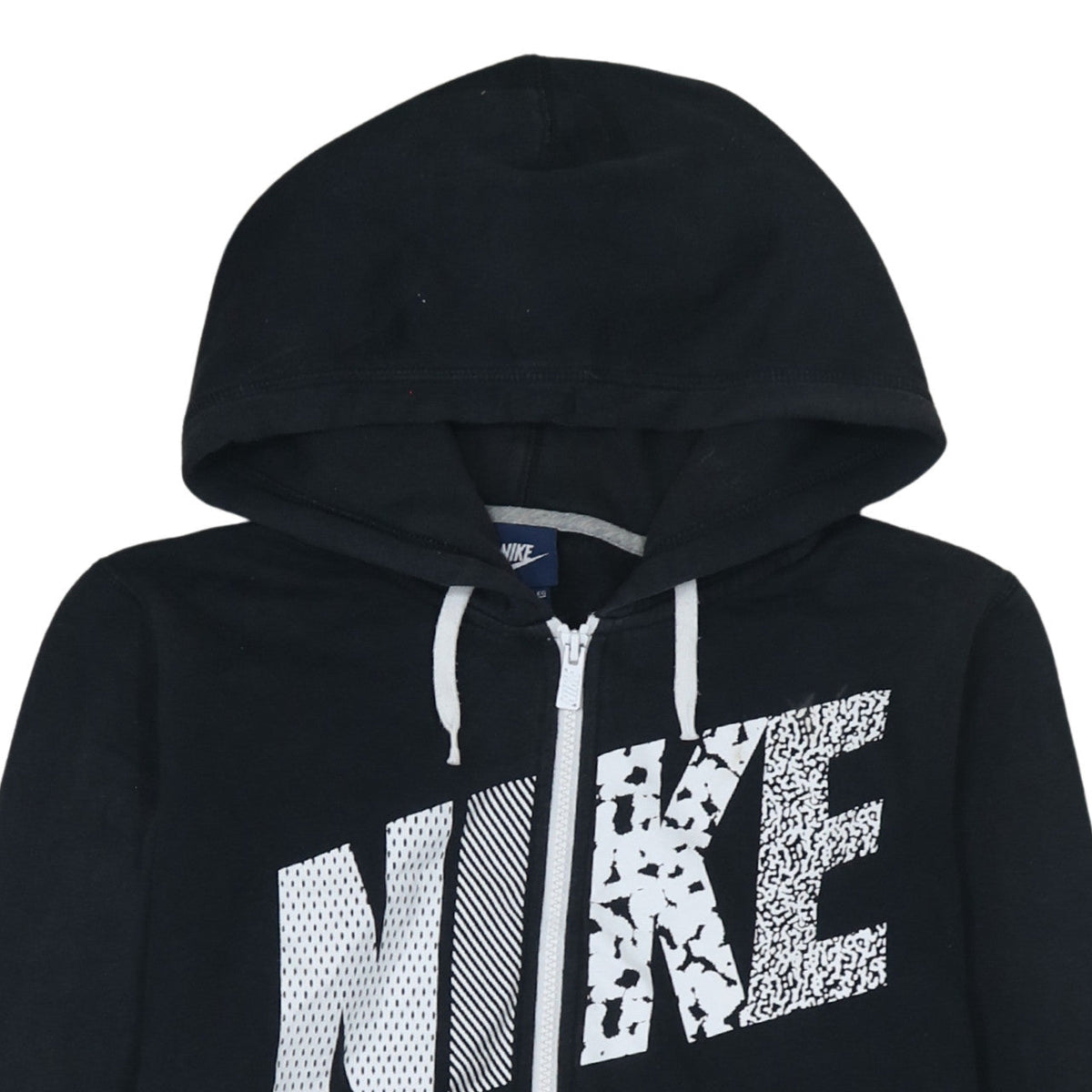 Nike Womens Black Full Zip Hoodie XL Cotton Blend Graphic Print