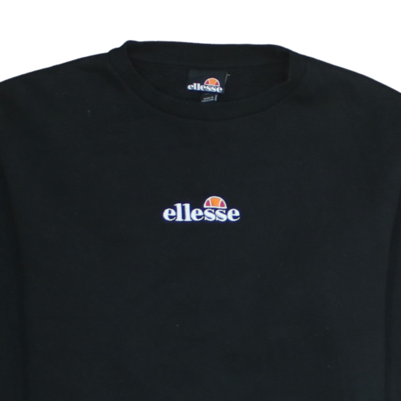 Ellesse Womens Black Crew Neck Sweatshirt UK 10 Cotton Blend Casual
