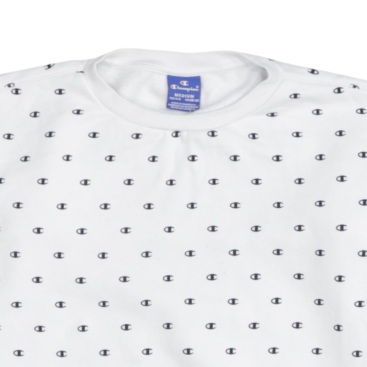 Champion Boys White Medium Sweatshirt All Over Logo Long Sleeve