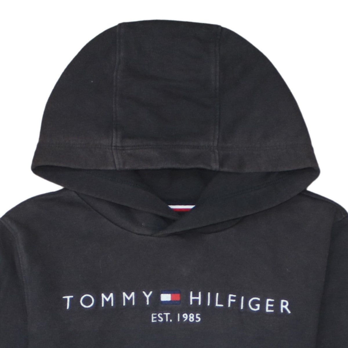 Tommy Hilfiger Boys Black Pullover Hoodie Size 14 Cotton Logo Print