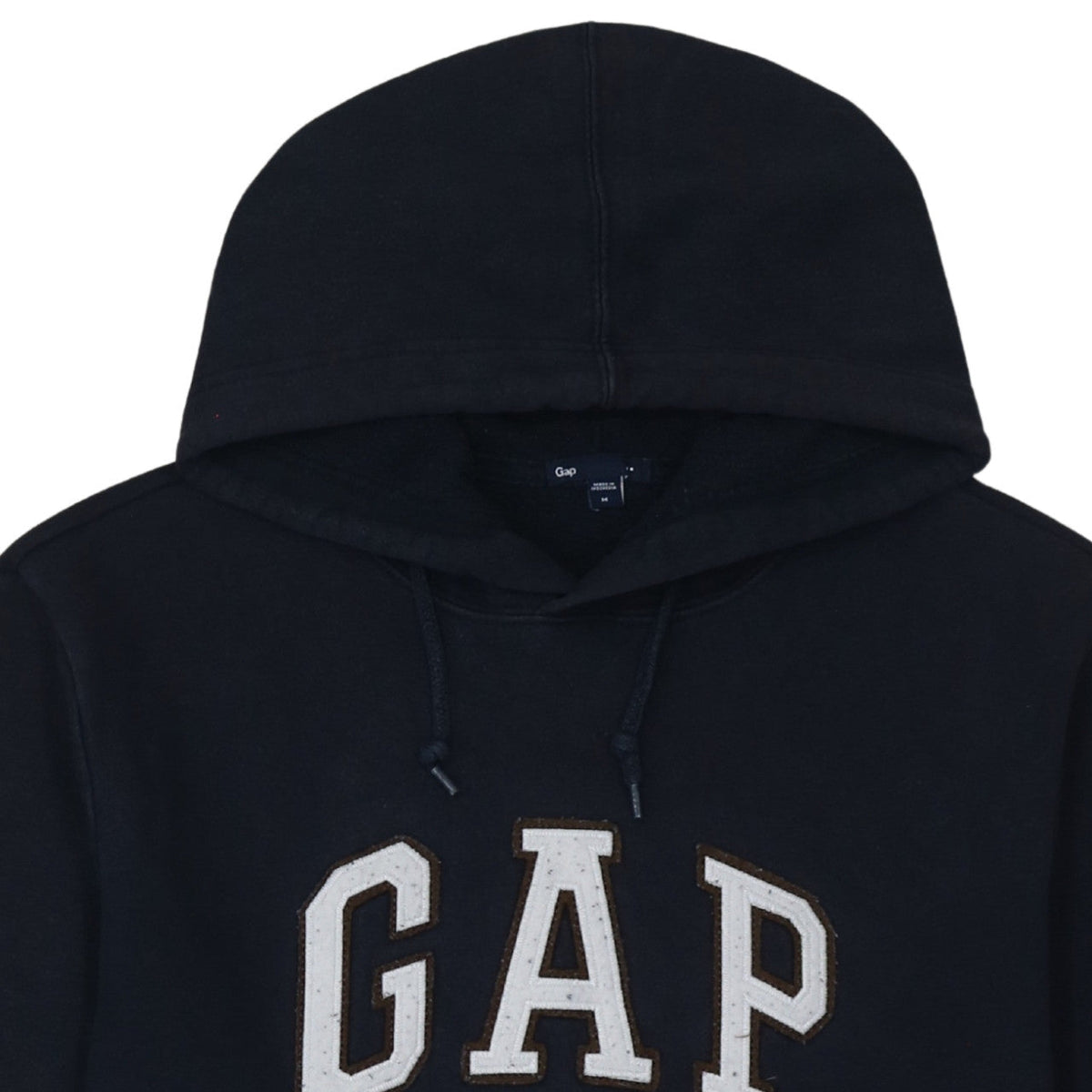 Gap Men's Black Pullover Hoodie Medium Fleece Lined Logo Sweatshirt