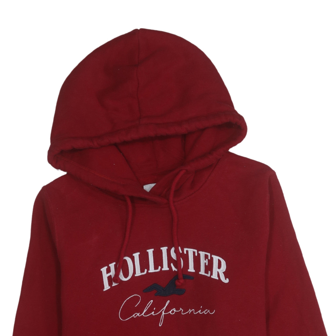 Hollister Men’s Red Pullover Hoodie L Fleece Logo Sweatshirt