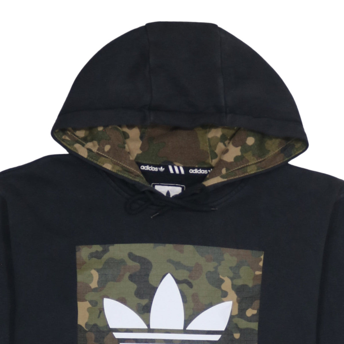 Adidas Mens Black Camouflage Logo Pullover Hoodie Size S