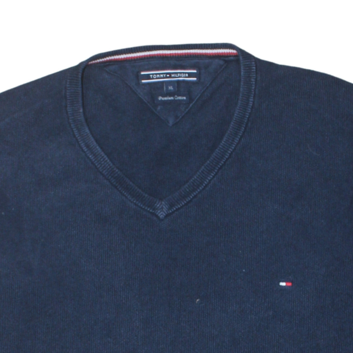 Tommy Hilfiger Men's Blue V-Neck Cotton Pullover Jumper XL