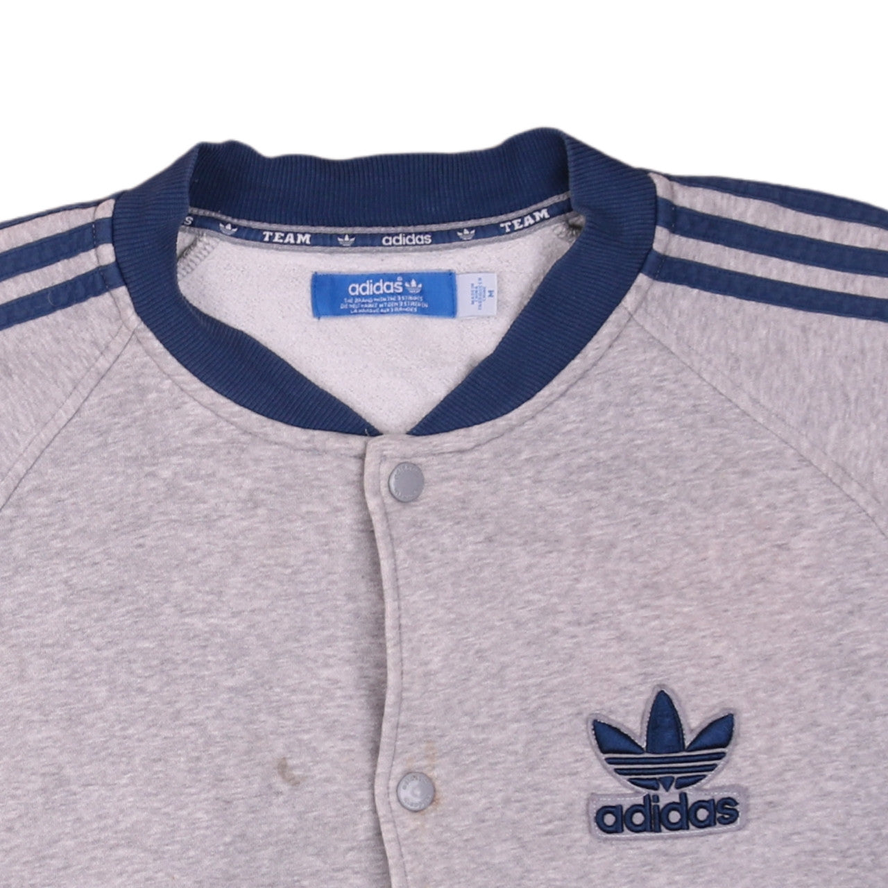 adidas Men's Grey Button Sweatshirt M Sports Logo Long Sleeve