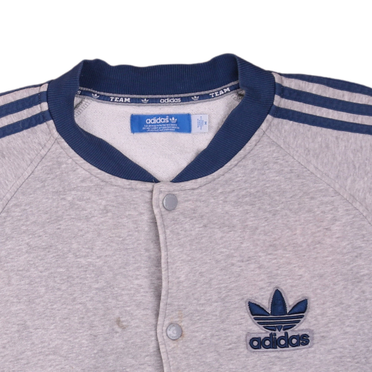 adidas Men's Grey Button Sweatshirt M Sports Logo Long Sleeve