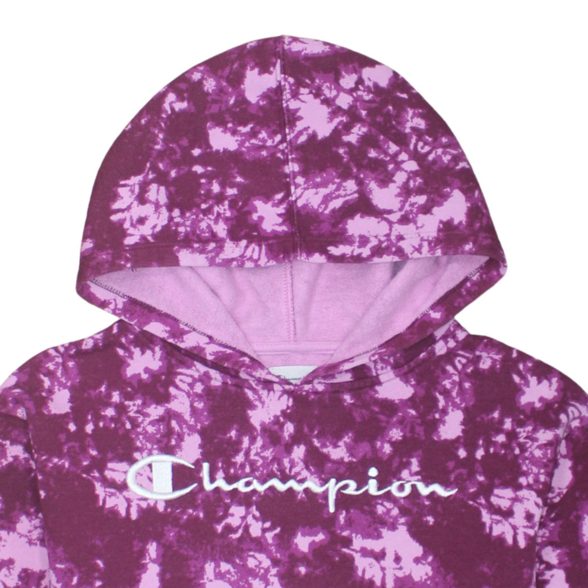 Champion Womens Purple Tie Dye Hoodie Small Pullover Cotton Blend