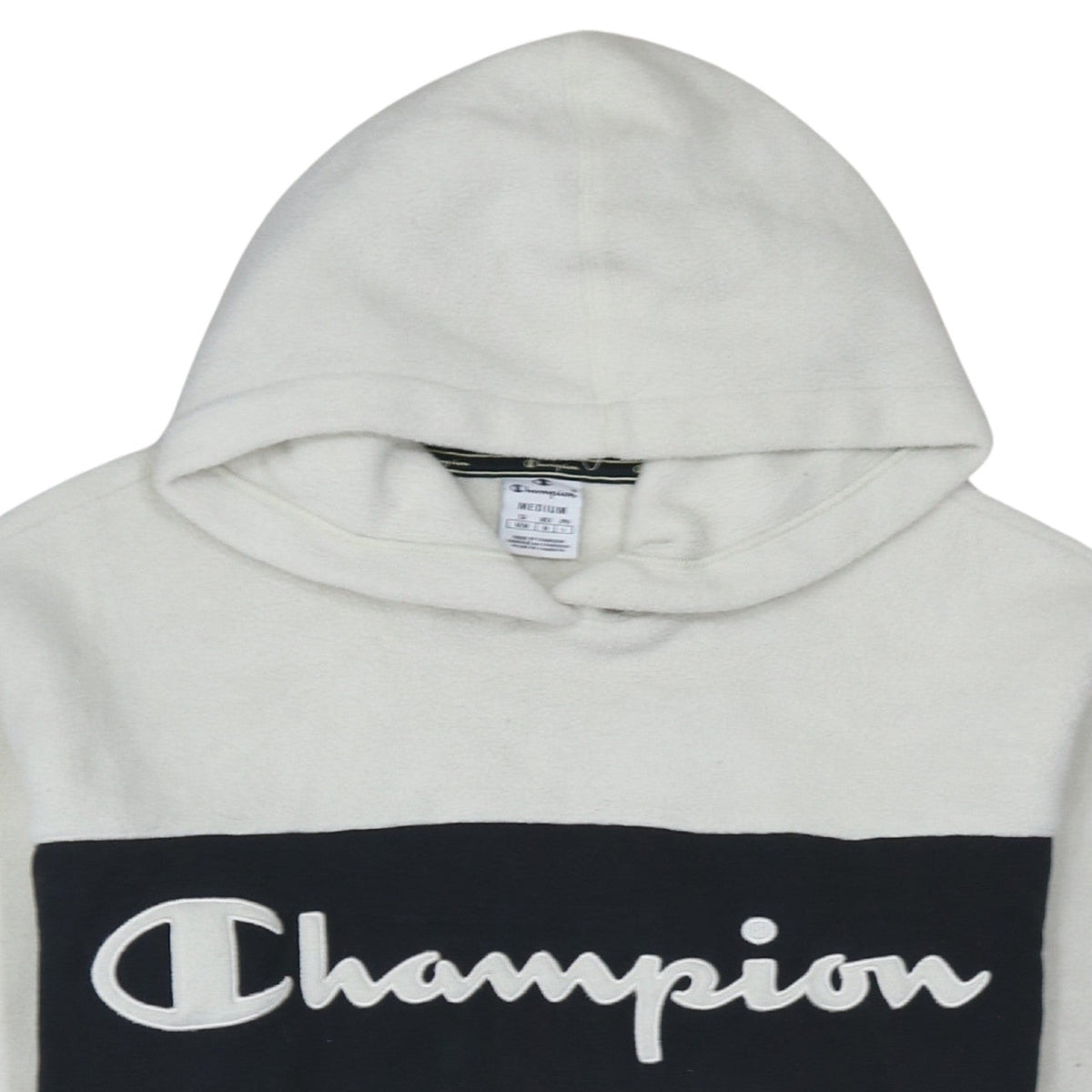 Champion Women's White Pullover Hoodie Medium Fleece Logo Sweatshirt