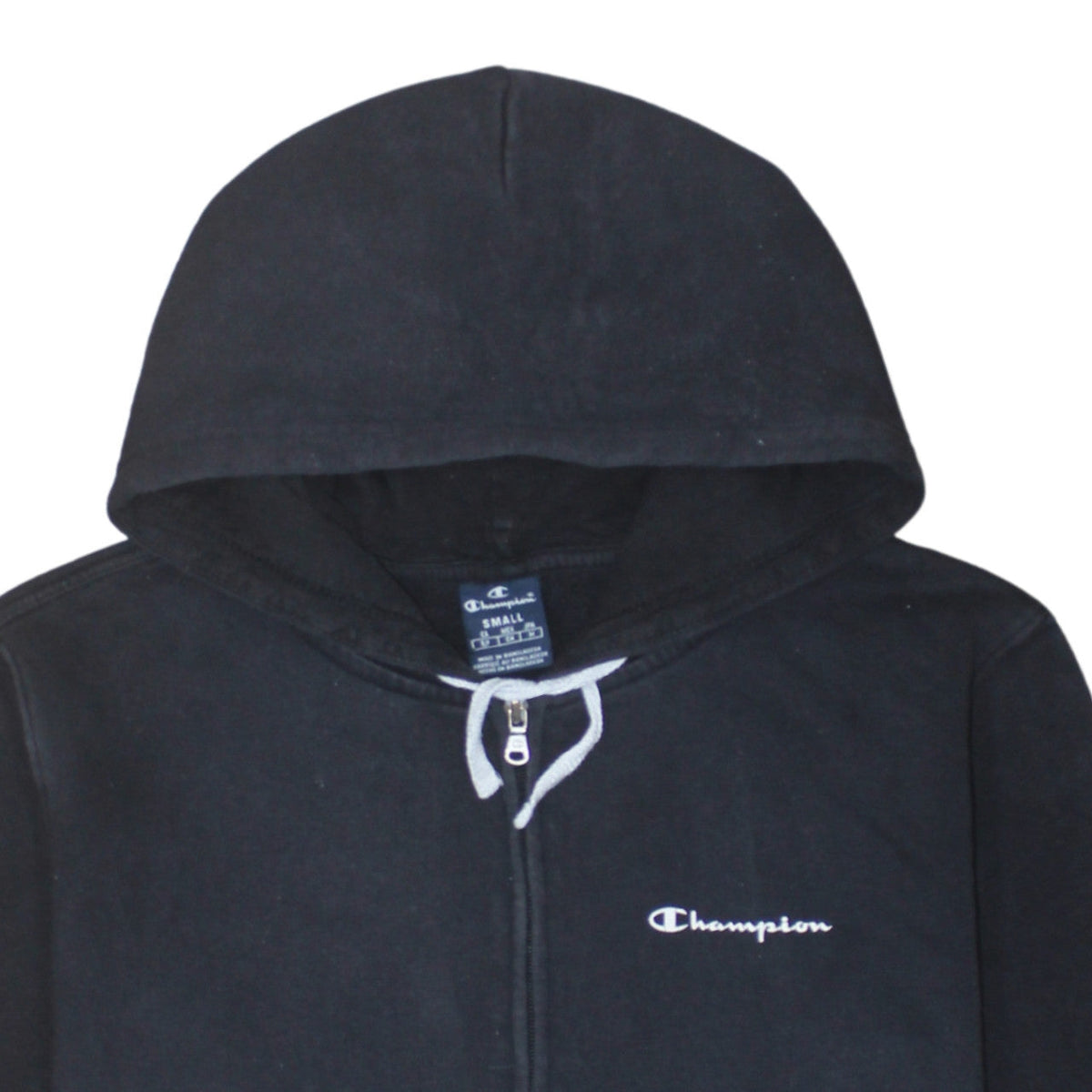 Champion Men's Black Small Full Zip Hoodie Fleece Sweatshirt