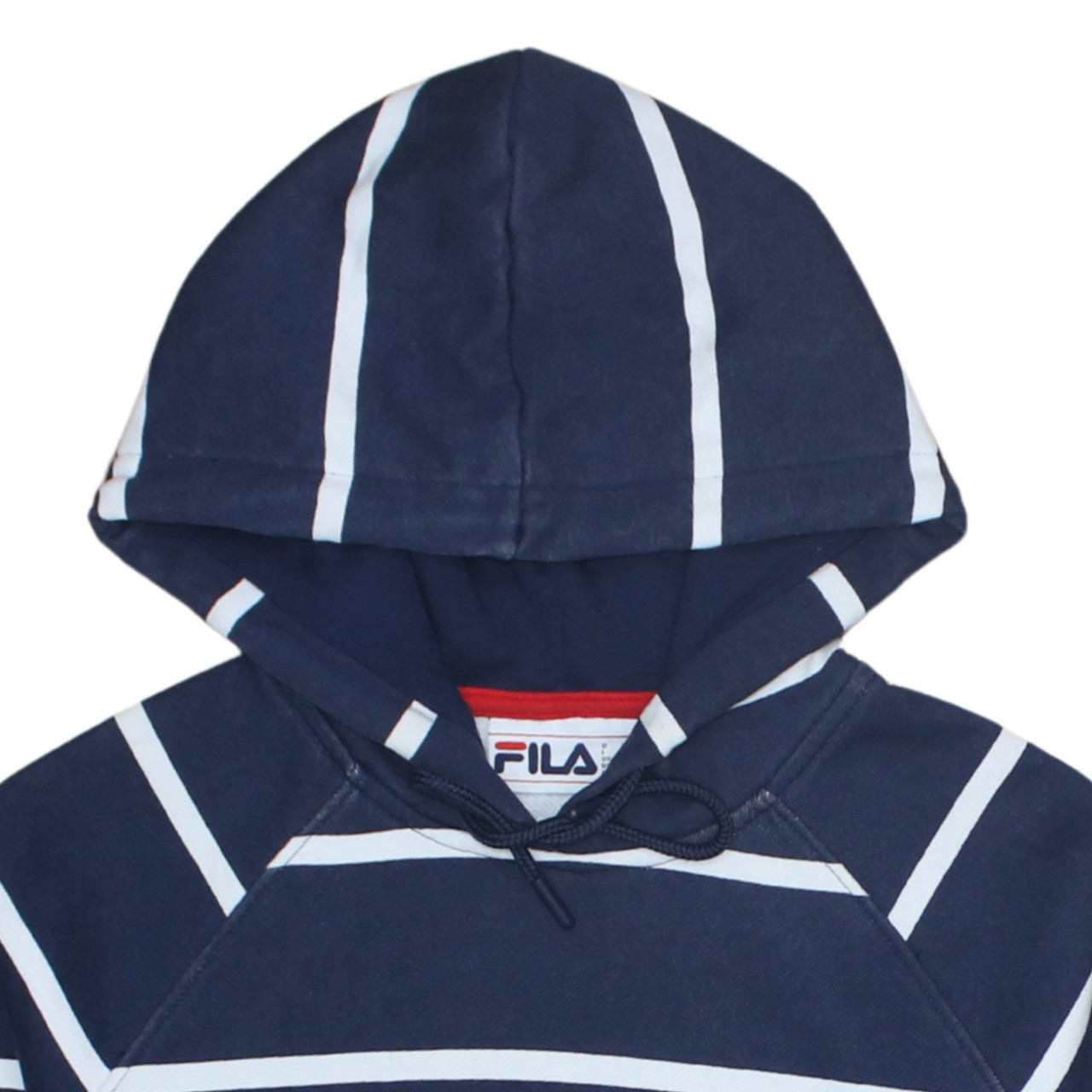 Fila Womens Navy Striped Pullover Hoodie XS Cotton Blend