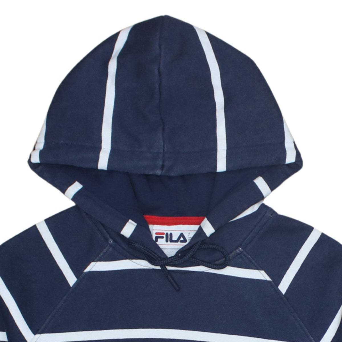 Fila Womens Navy Striped Pullover Hoodie XS Cotton Blend