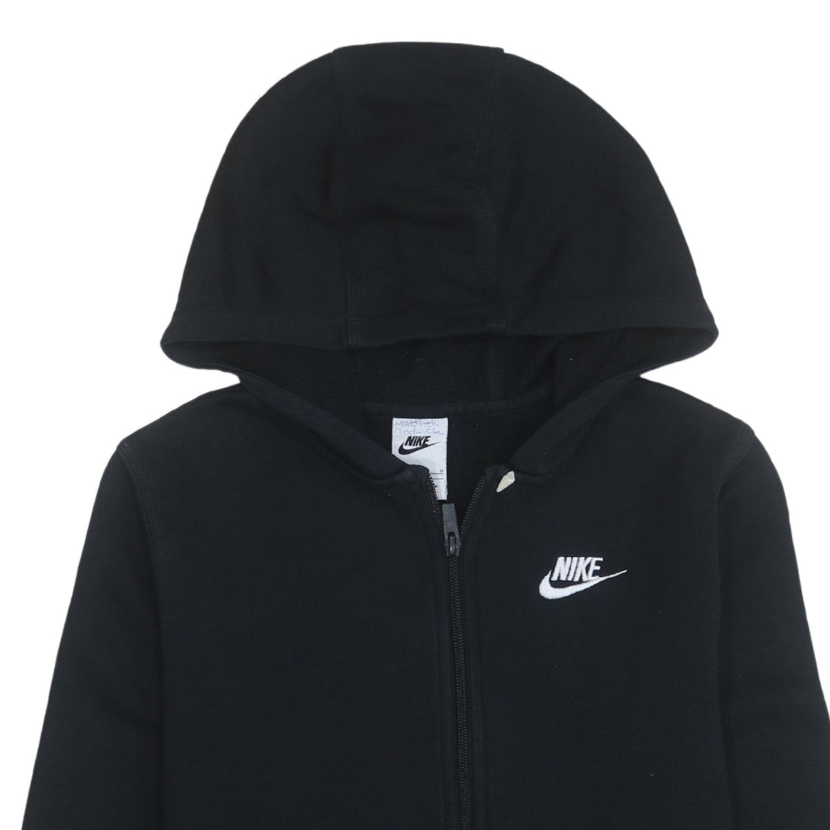 Nike Boys Black Full Zip Hoodie L 147-158cm Cotton Blend Logo