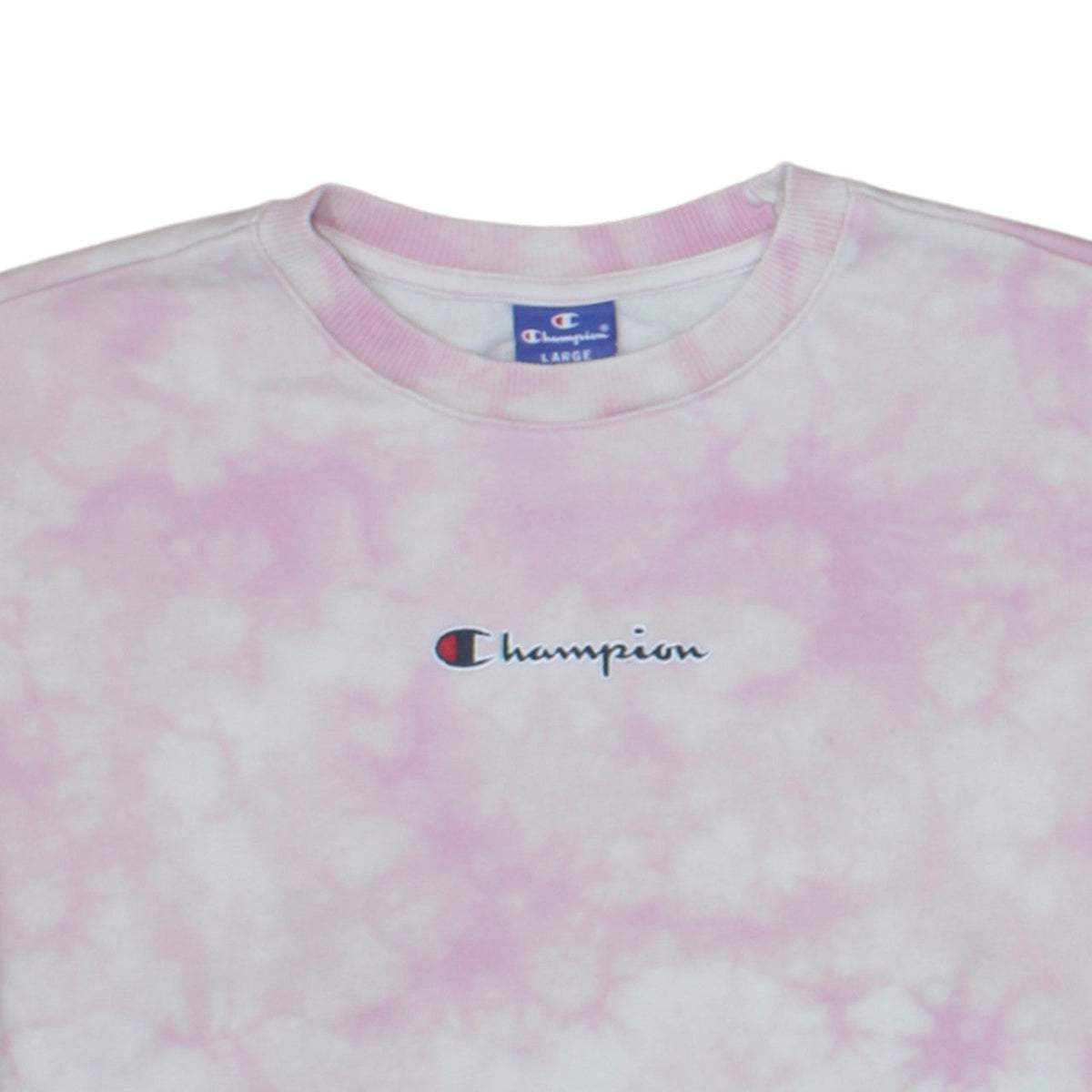 Champion Women Pink Tie Dye Pullover Sweatshirt Size L Cotton Blend