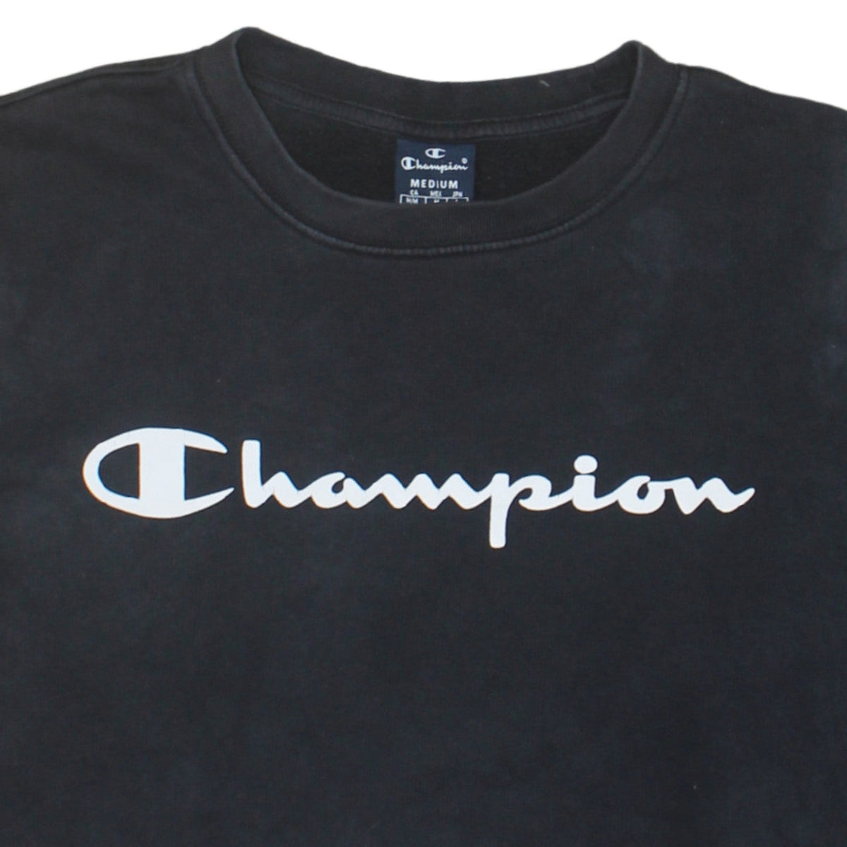 Champion Men's Black Medium Pullover Crew Neck Logo Sweatshirt