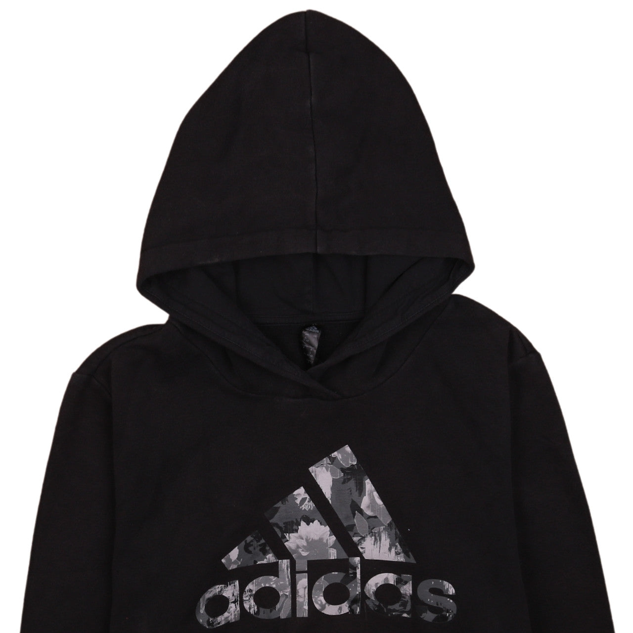 Adidas Women's Black Pullover Hoodie Size L 16-18 Logo Print Sportswear