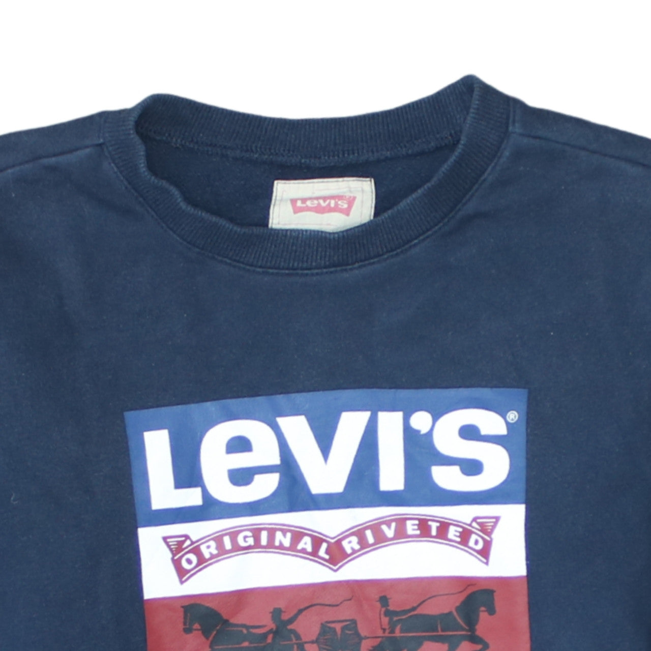 Levi's Womens Navy Blue Logo Crew Neck Sweatshirt Size 12