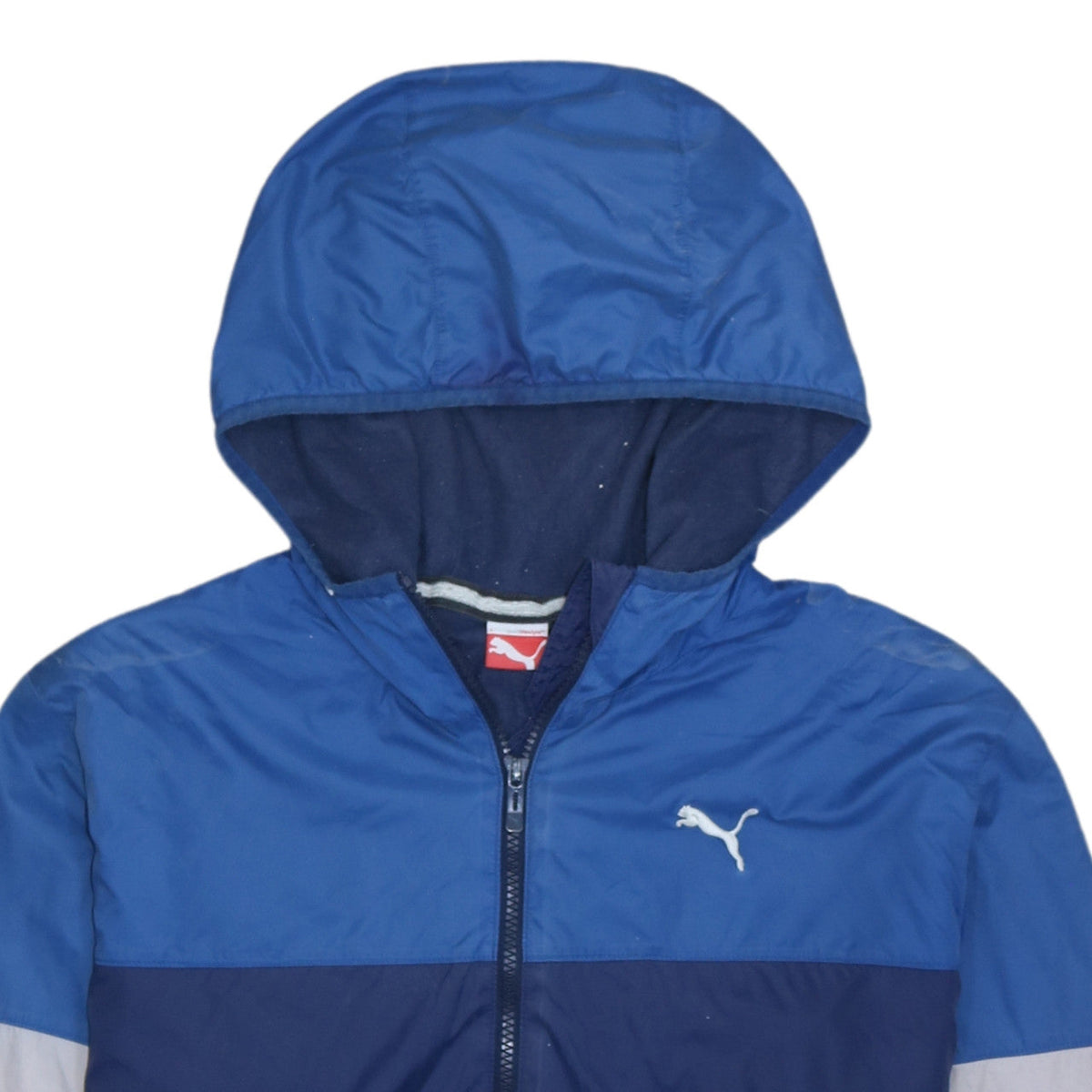 Puma Men Blue L Lightweight Hooded Full Zip Windbreaker Jacket