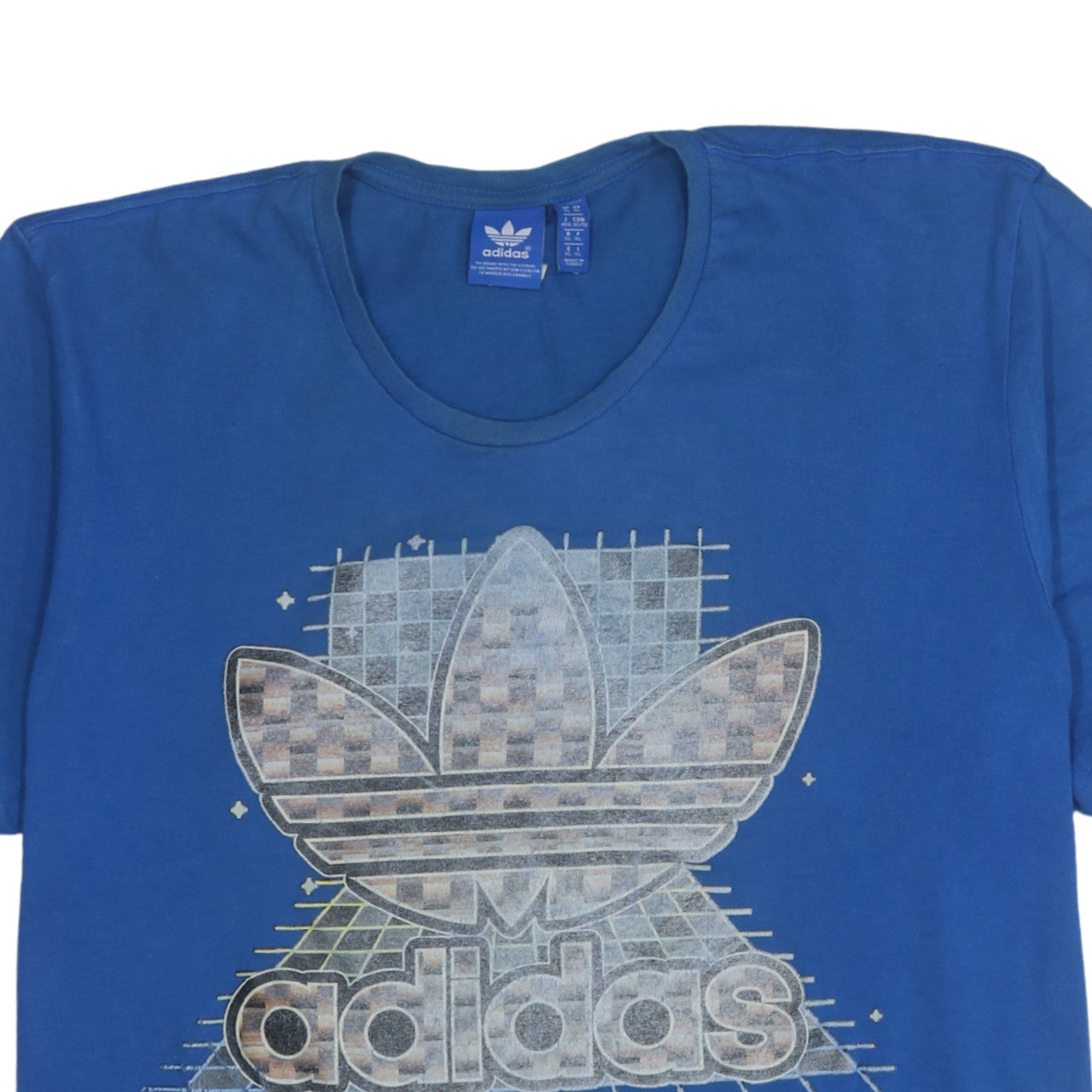Adidas Men's Blue Graphic Print Crew Neck Short Sleeve T-Shirt XL