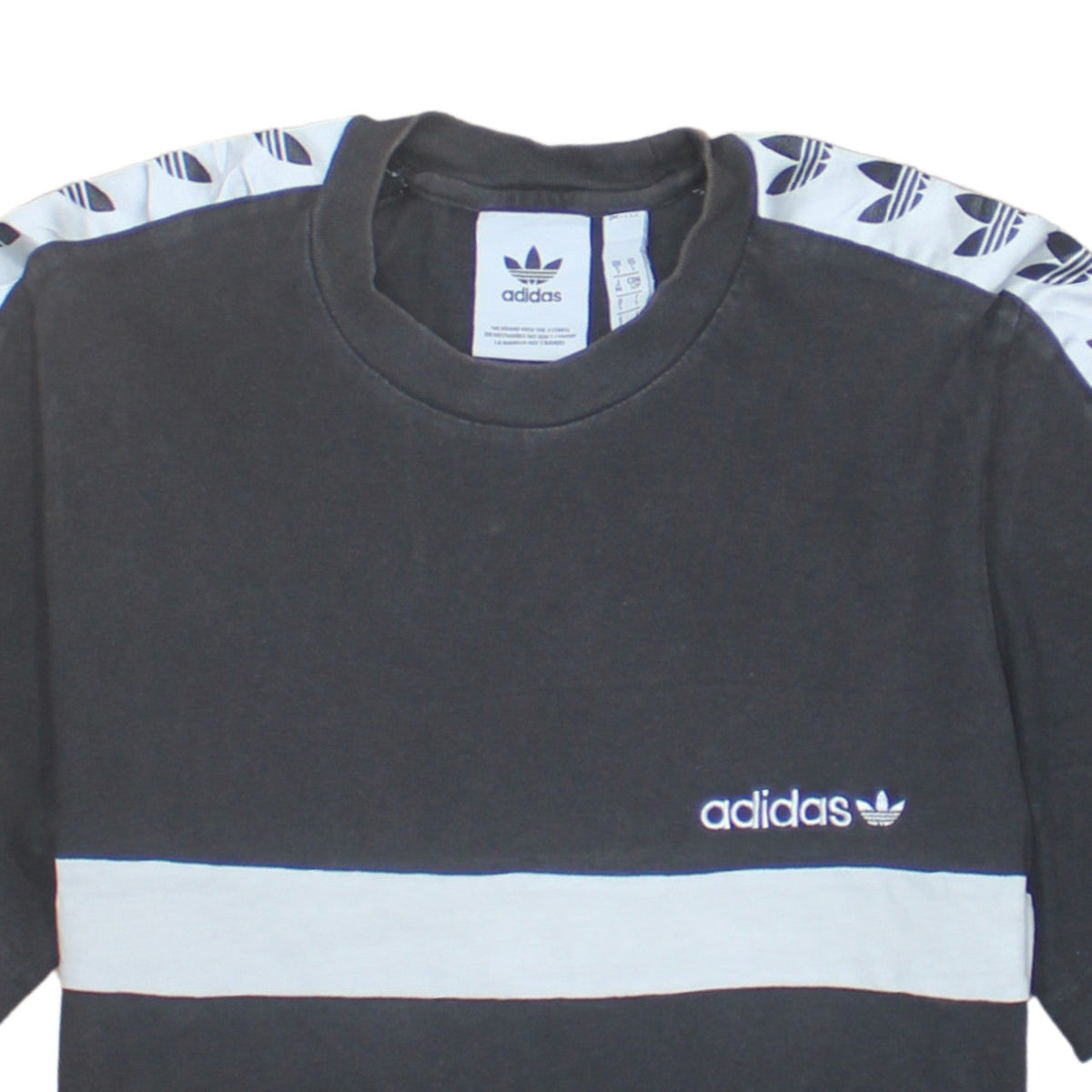 Adidas Men's Black Crew Neck Short Sleeve Stripe T-Shirt Size S