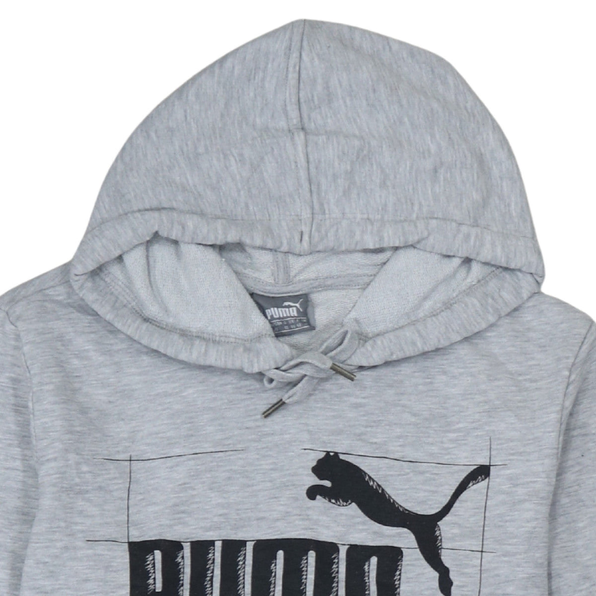 Puma Womens Grey Hoodie Large Pullover Logo Cotton Blend Casual