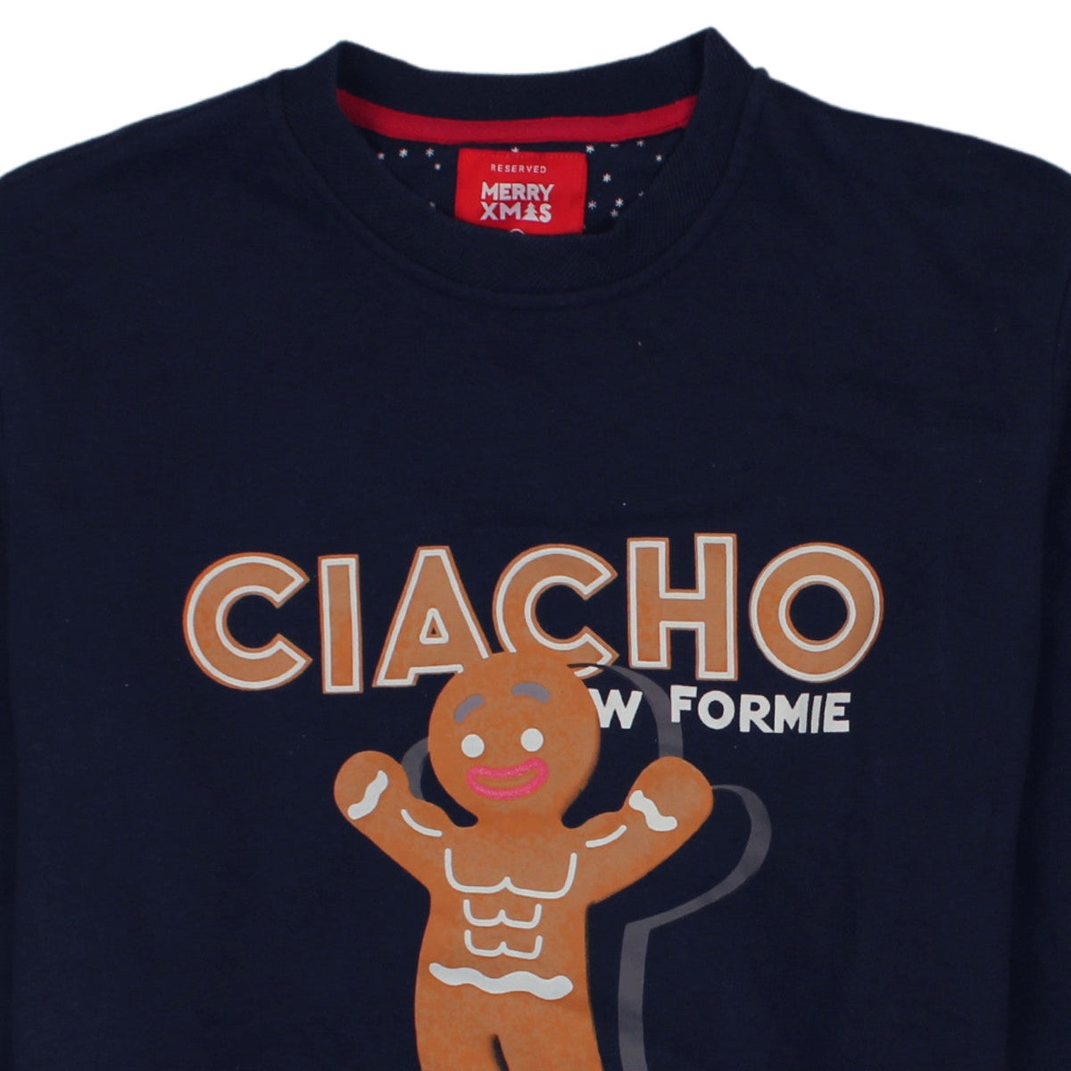 RESERVED Men's Blue XL Christmas Gingerbread Graphic Sweatshirt