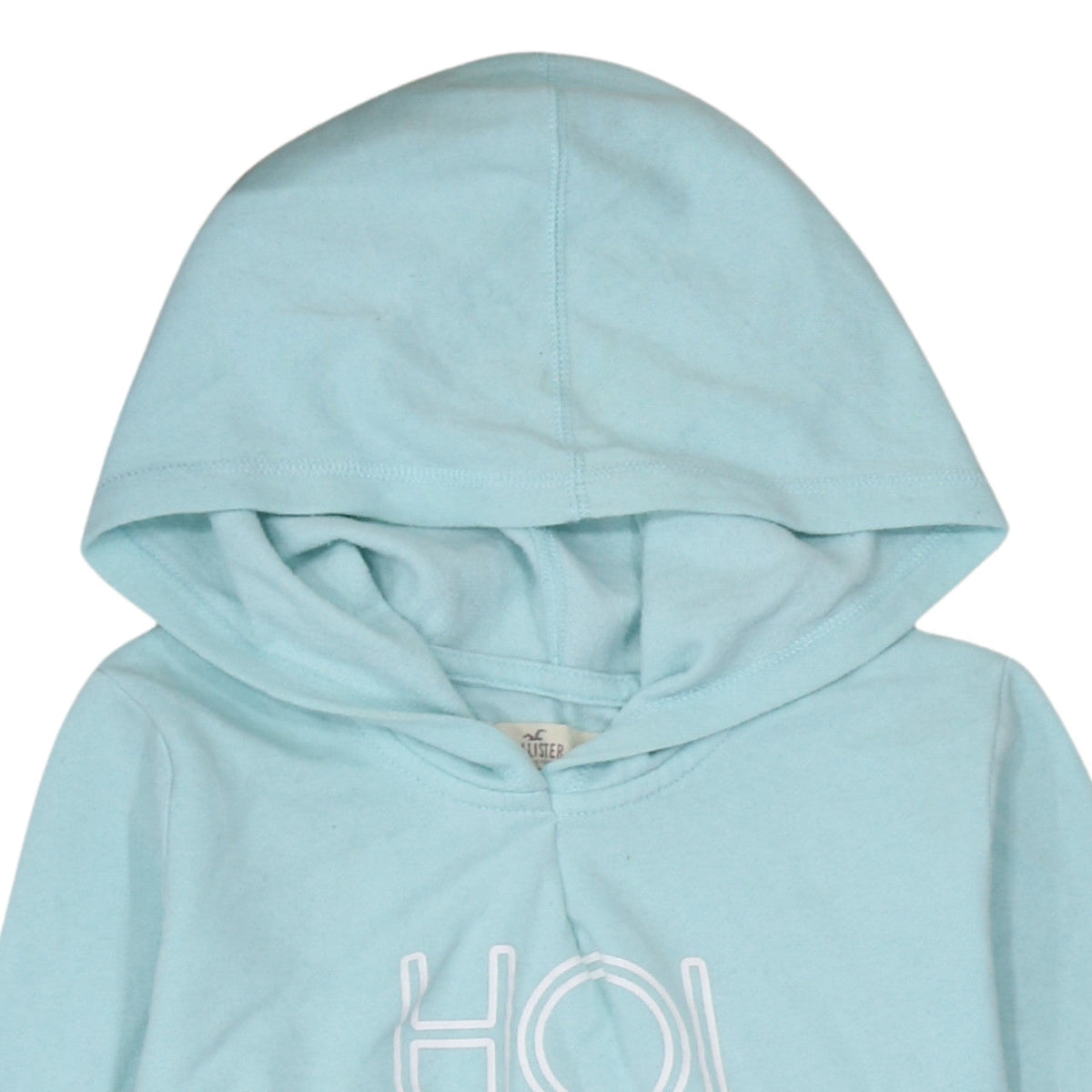 Hollister Womens Blue Pullover Hoodie L Cotton Blend Logo Print