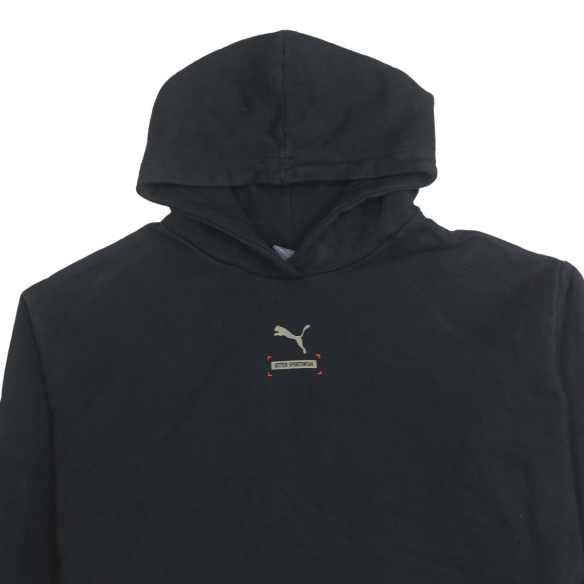 Puma Womens Black Cropped Hoodie L Long Sleeve Pullover Casual Sportswear